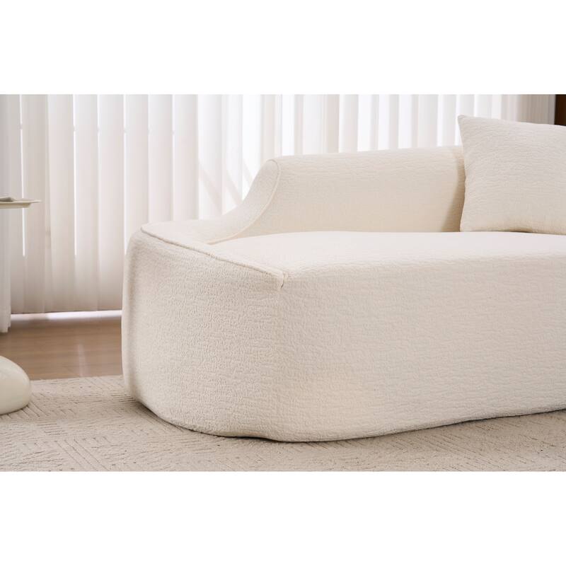 LY-048 Compression Curved Chaise Longue Chair Indoor, Modern Chenille Loveseat Couch