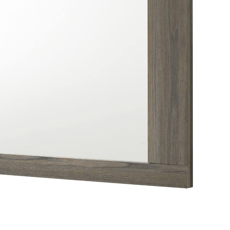 Fene Rectangular Dresser Mirror, Flat Glass, 38 Inch Gray Oak Melamine - Gray Oak