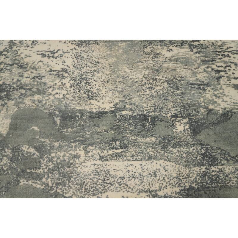 Hand Knotted Oriental Viscose Silk Carpet Modern Abstract Beige & Ivories Abstract Area Rug - 7' 2'' X 5' 4''