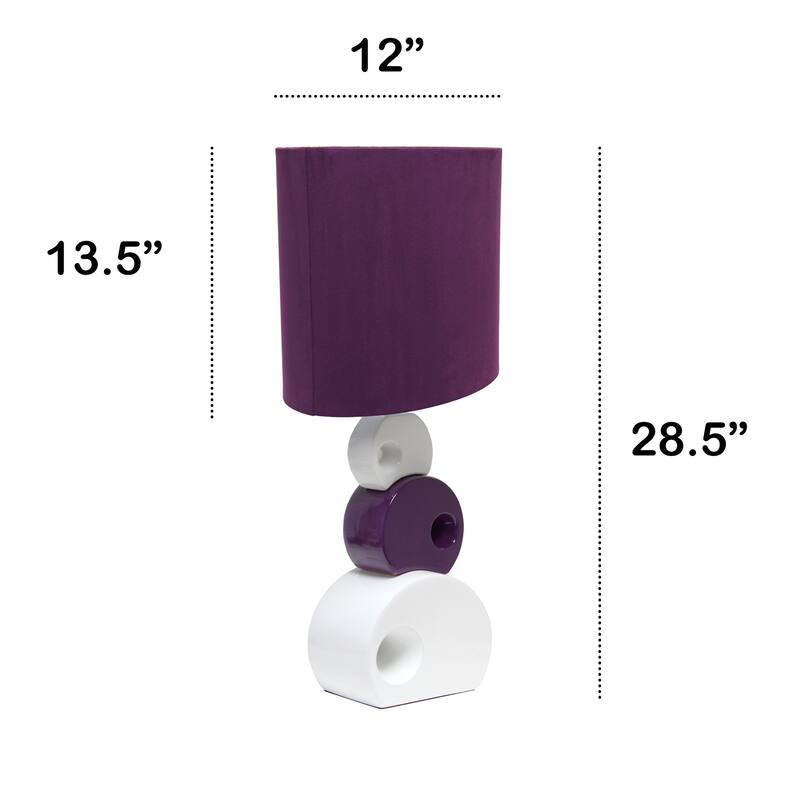 Modern Table Lamp - Stacked Circle Design, Drum Shade, Living Room, Bedroom Decor, Purple Accent