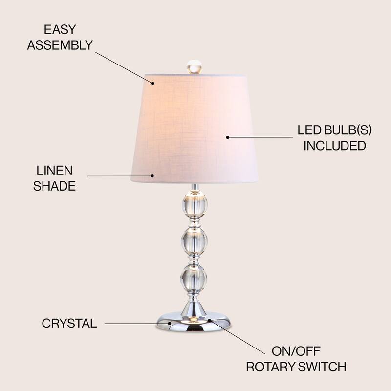 Layla 20" Crystal Mini LED Table Lamp, Clear/ Chrome by JONATHAN Y