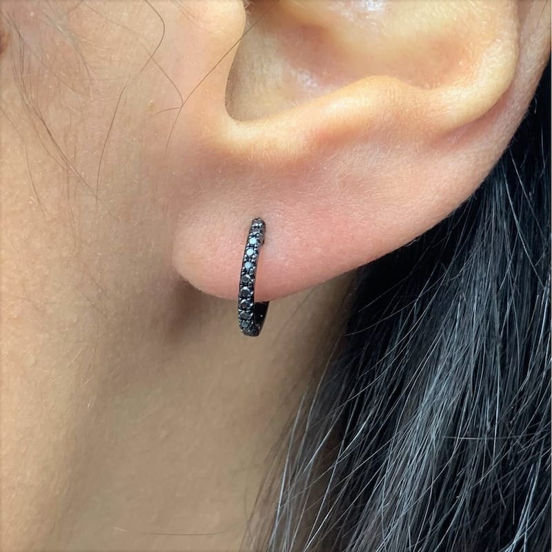 Joelle Collection Black Diamond Huggie Earrings 14K Black Gold 1/10 ct
