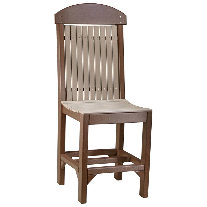 Set of 4 Poly Lumber Classic Dining Chairs - Side Chair - Weatherwood & Chestnut Brown - Counter Height