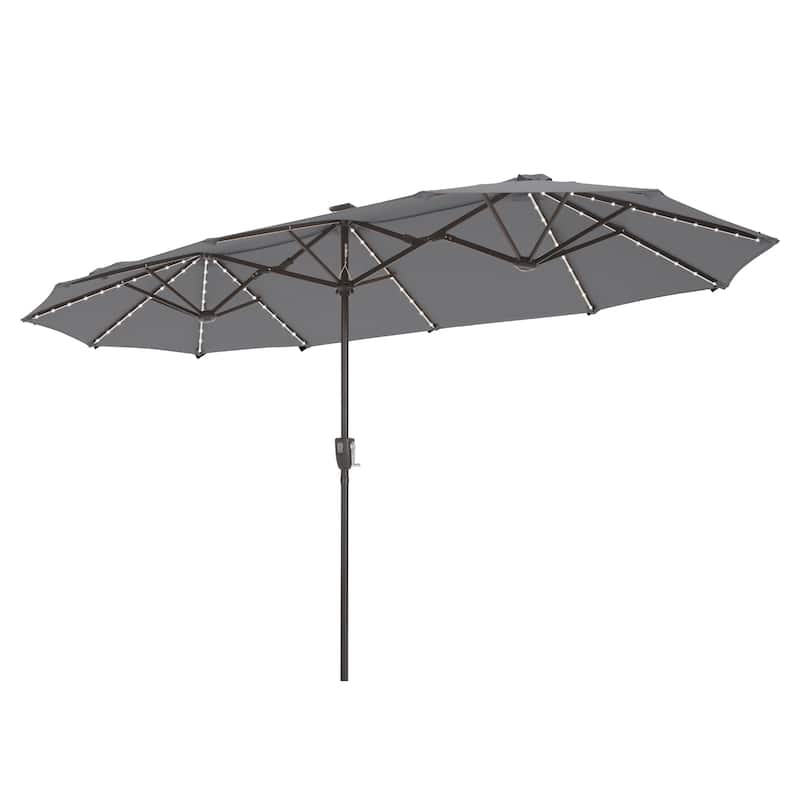 MAISON ARTS 13ft Double -Sided Crank Patio Umbrella Extra Large with LED Colorful Lights