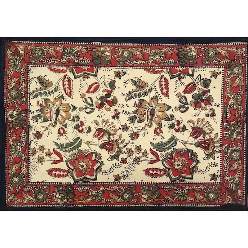 Blooming Flower Block Print Floral Cotton Tablecloth Collection