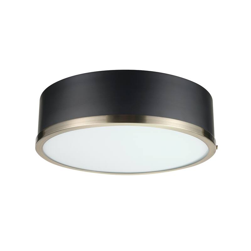 2-Light Matte Black Flush Mount Ceiling Light, Frosted Glass Shade - 14