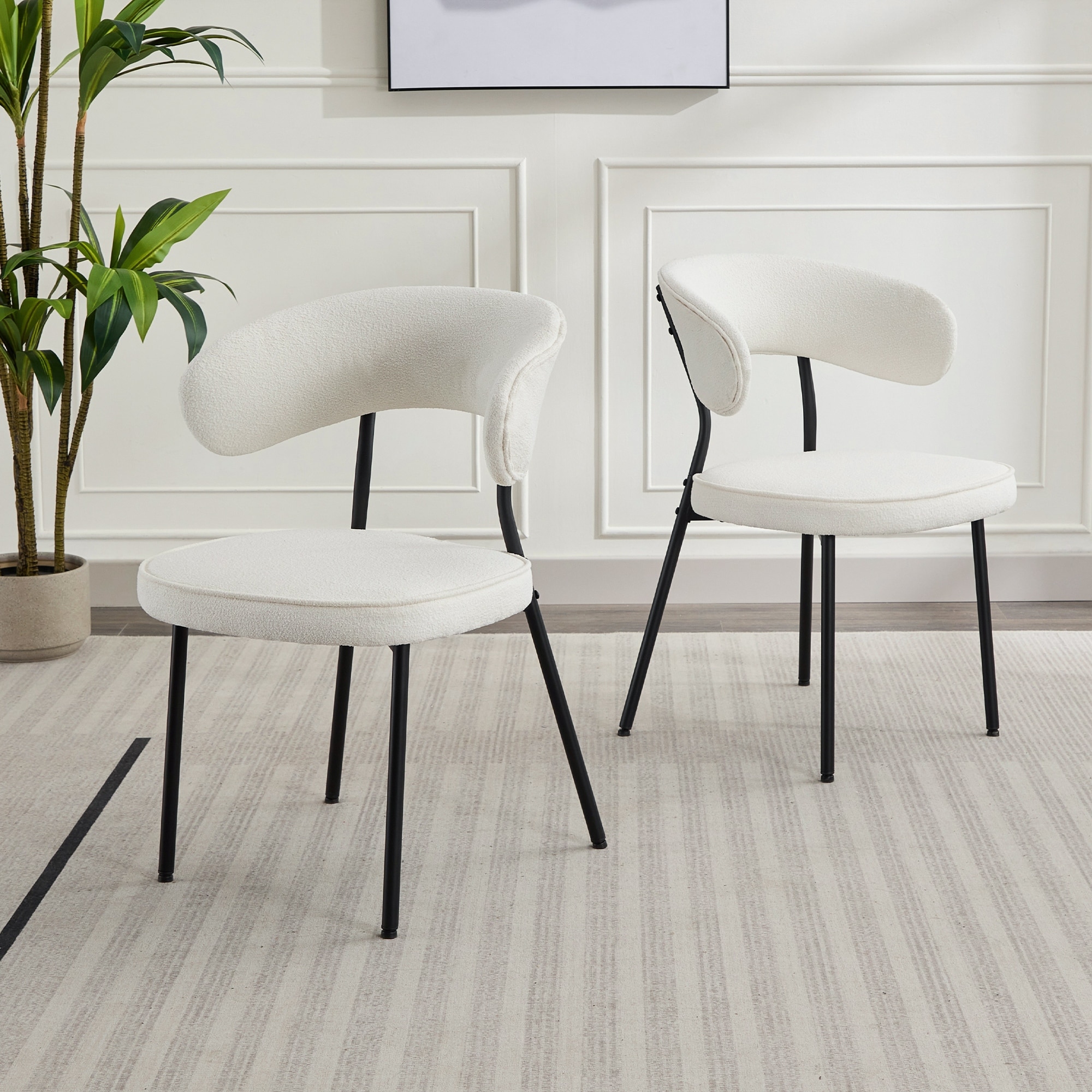 m*h様 SISANDI MIES CLASSIC midnight black XINMICS Dining Chairs with Curved Backrest, Modern Fabric