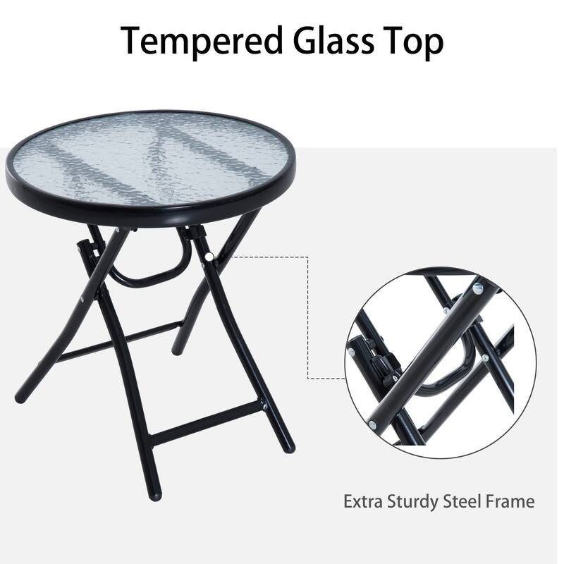 Outsunny 3 PCS Folding Rocking Chair Bistro Set with Table, Grey
