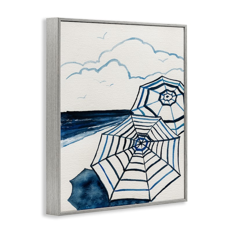 Stupell Umbrellas on Minimal Beach Framed Giclee Art Design By Carol Robinson