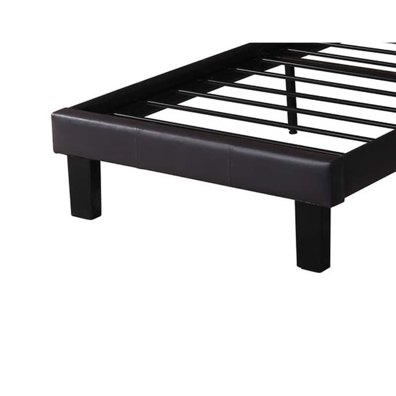 Polyurethane Twin Size Bed In High Headboard In Black