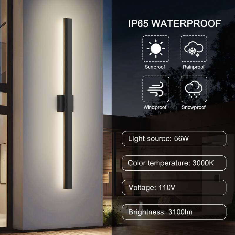 Aluminum LED Outdoor Wall Lights Matte Black with Linear Texture