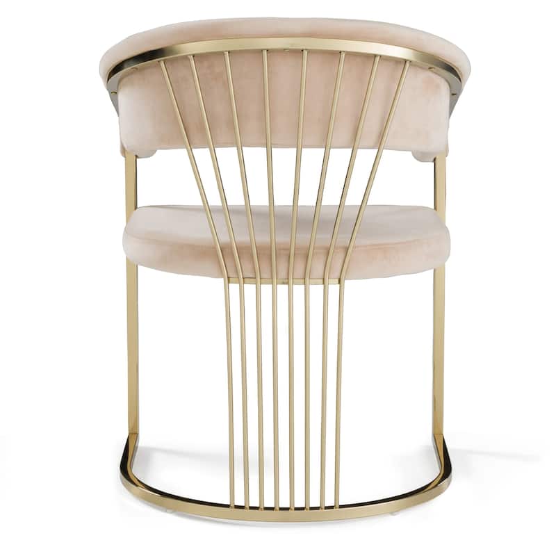 Modrest Linda Modern Beige Velvet and Gold Dining Chair