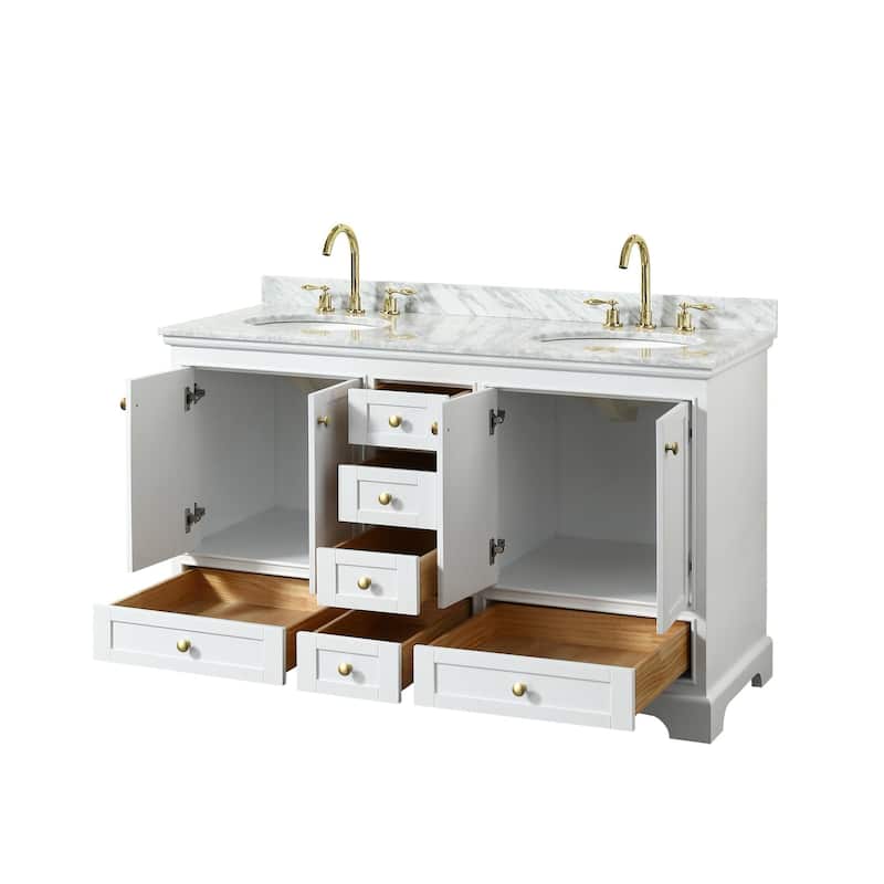 Wyndham Collection Deborah 60" Free Standing Double Vanity Set with