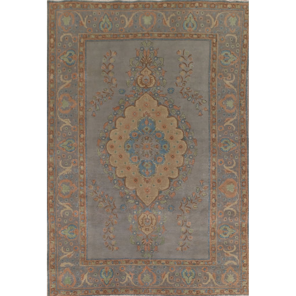 Over-Dyed Tabriz Persian Vintage Rug Hand-Knotted Wool Carpet - 8'3"x 11'5"
