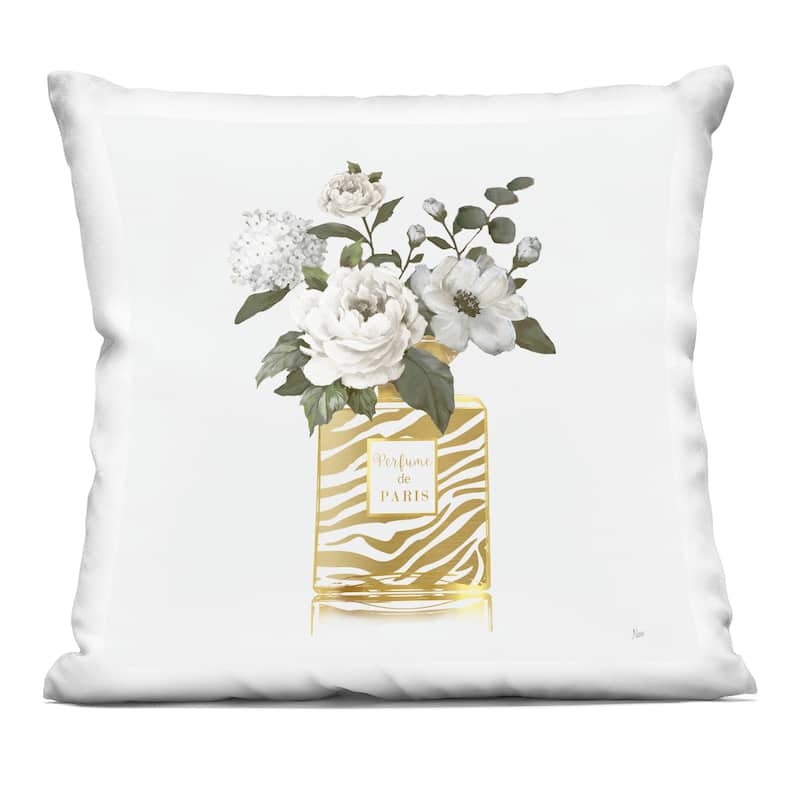 Stupell Chic Striped Perfume Bouquet Decorative Printed Throw Pillow Design by Nan - Accent - Polyester - Gold - Single