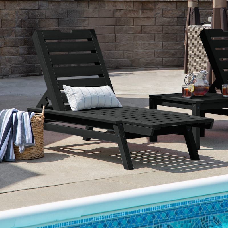 HIGHWOOD Crestone Stackable Commerical Chaise Lounge - Black