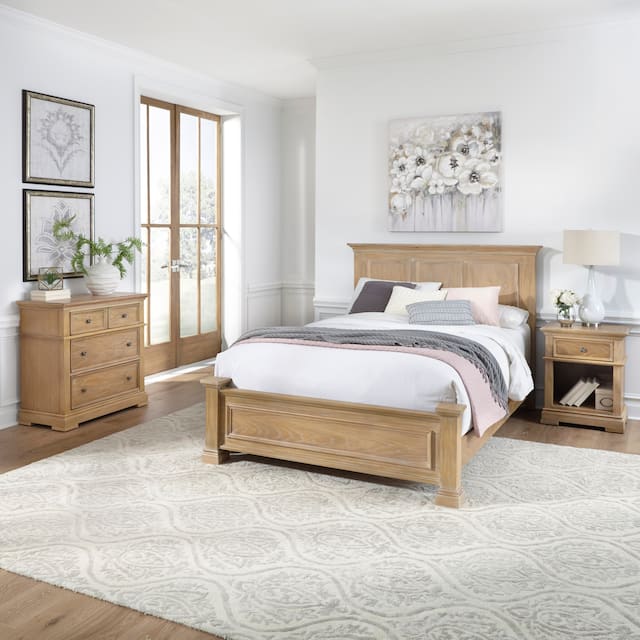 Manor House Queen Bed, Night Stand & Chest by Home Styles - 3 Piece - Queen - Natural