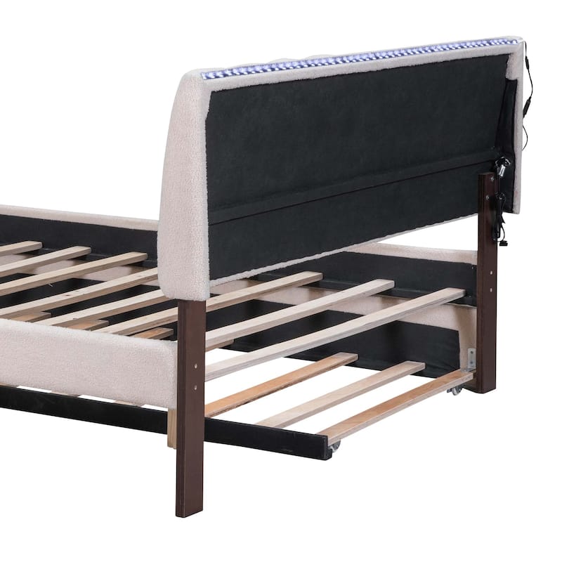 Teddy Fleece Platform Bed with Trundle