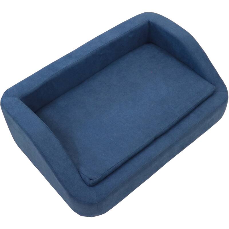 Critter Sitters 36-In. Microfiber Rectangle Pet Bed for Medium-Sized Dogs, Blue
