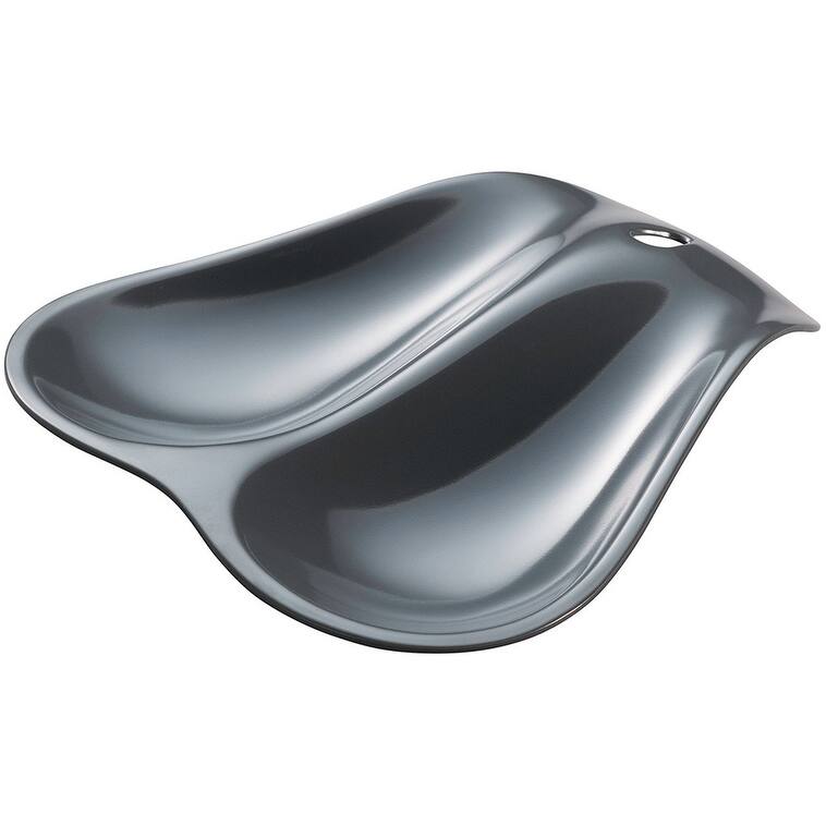 Hutzler Twin Double Melamine Spoon Rest - Sleek Design Holds 2 Large Spoons - Steel Gray