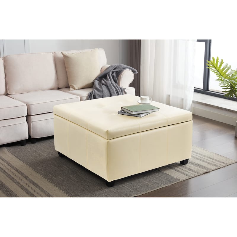 Porthos Home Jara Faux Leather Flip Top Square Storage Ottoman