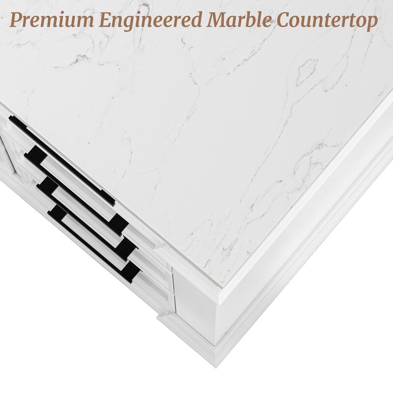 36 Inch Bathroom Vanity with Sink, Soft-Close Sliding Drawers & Cabinet, Bathroom Vanity Cabinet Set in White