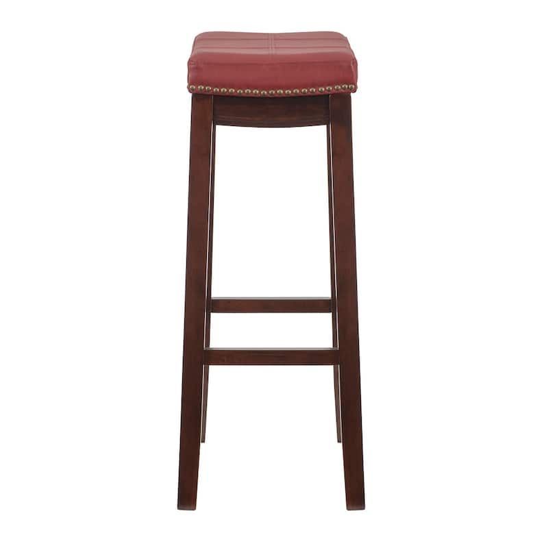 Linon Willamette Backless Red Faux Leather Bar Stool - N/A