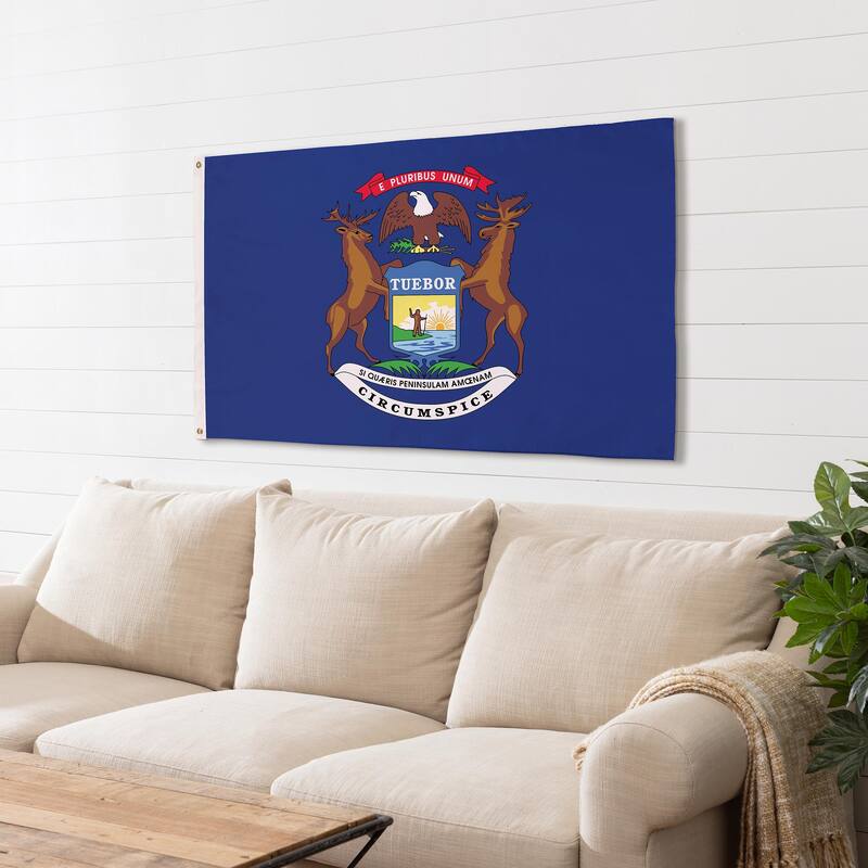 State of Michigan Double Sided Flag w/ 2 Grommets, 3'x5'