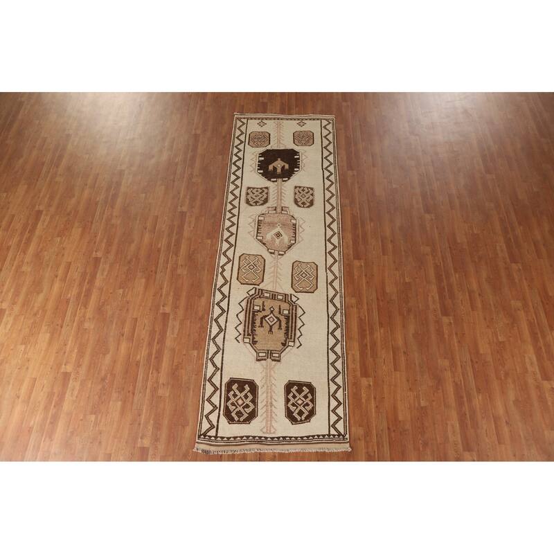 Anatolian Oriental Runner Rug Natural Dye Handmade Wool Carpet - 3'5"x 10'9"