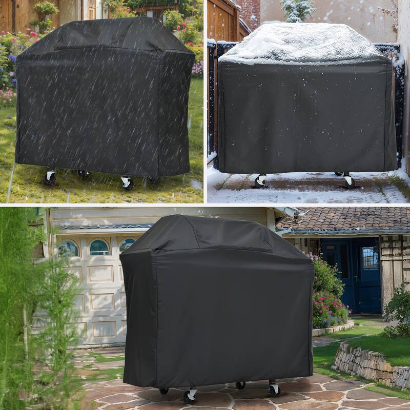 3 Burner Outdoor BBQ Grill Portable Charcoal Cooking Station with Side Stove, for Picnic Camping and Backyard
