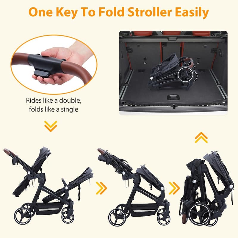 Double Stroller Track Tandem Stroller for Infant and Toddler