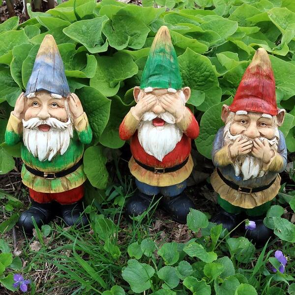 Shop Sunnydaze Three Wise Gnomes Hear No Evil Speak No Evil See