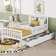 preview thumbnail 1 of 50, Wood Platform Bed with 2 Storage Drawers & Both Sides Guardrails, Storage Bed Frame for Bedroom, Guest Room White - Twin