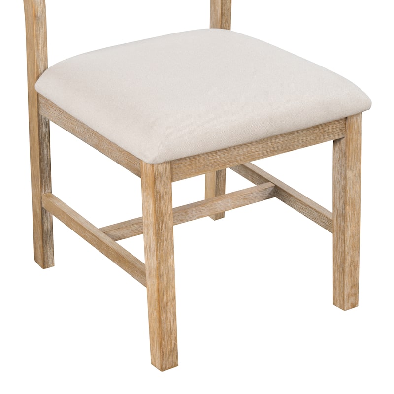 GDFStudio - Trexm Farmhouse 6-piece Dining Sets with Upholstered