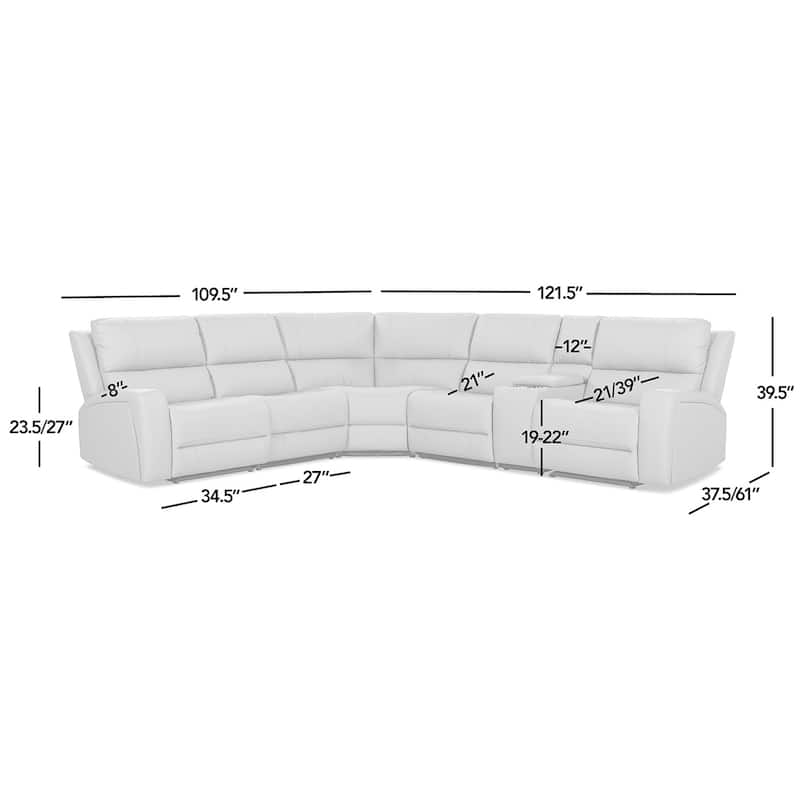 Melbourne 122" Modern Power Motion 6-Piece Reclining Corner Sectional with Cup Holders
