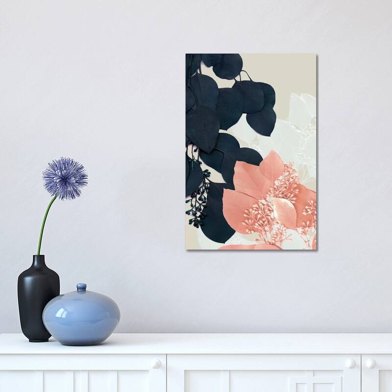 iCanvas "Indigo & Blush Leaves III" by Jennifer Goldberger Canvas Print - 18x12x1.5