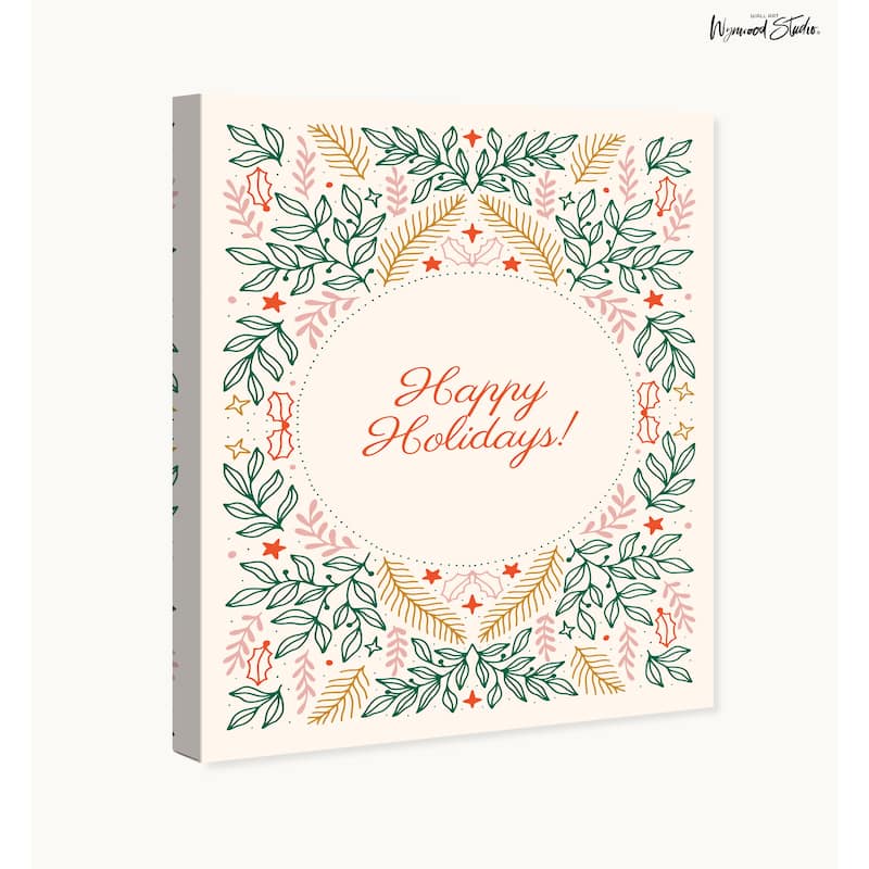 Wynwood Studio Canvas Holiday and Seasonal Happy Holidays Decor Red Modern & Contemporary Wall Art Canvas Print