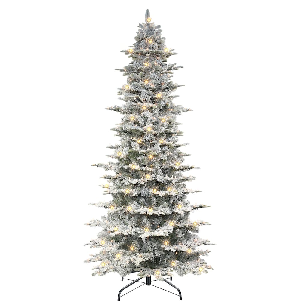 9' Flocked Aspen Fir Medium Artificial Christmas Tree, Clear Lights - 9 Foot