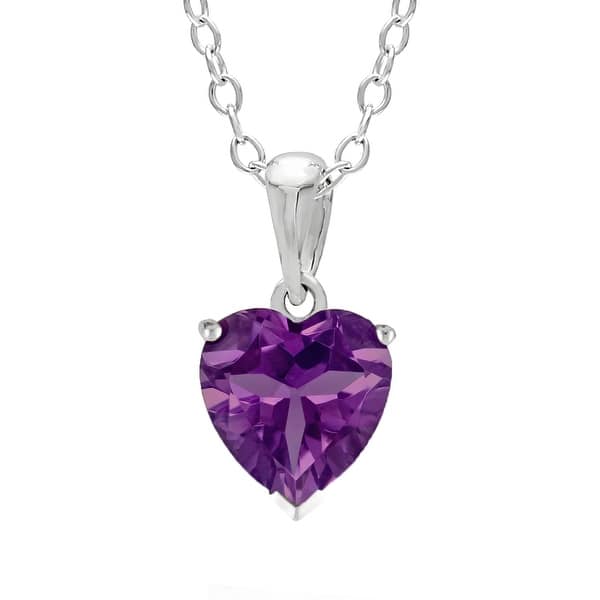 slide 1 of 21, Heart-Shaped Birthstone Sterling Silver Pendant Necklace