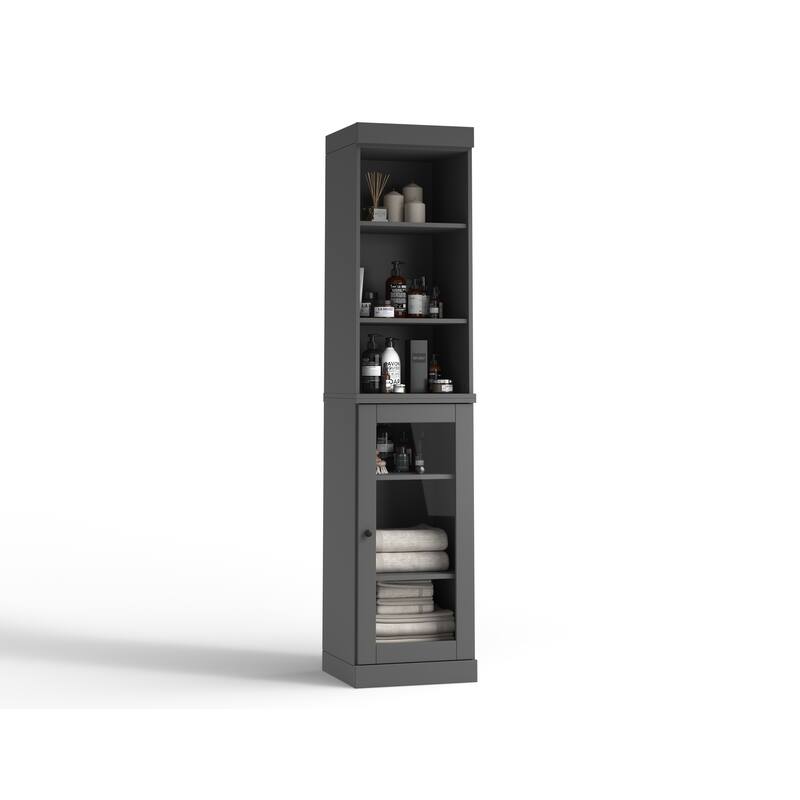 Palace Imports 100% Solid Wood 16.5" Bathroom Storage Cabinet with Clear Glass Doors and Adjustable Shelves