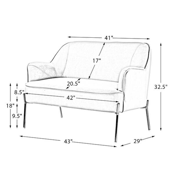 Barbara 43" Contemporary Velvet Loveseat Sofa with Goldtone Metal Legs by HULALA HOME