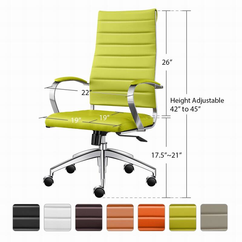 LUXMOD® Office Chair Faux Leather Silver Frame Adjustable and Swivel