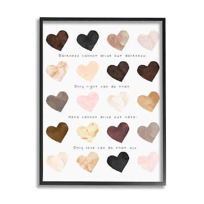 Stupell Only Love Can Famous MLK Phrase Heart Pattern Framed Giclee Texturized Art by Erica Billups