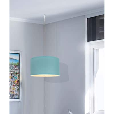 2 Light Swag Plug-In Pendant 16"w Island Paradise Linen Drum with Diffuser, White Cord