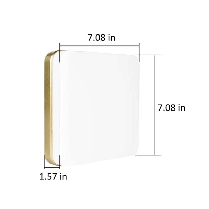 24Watts Square Selectable LED Flush Mount Ceiling Light for Dining Room Living Room Bedroom Kitchen - 7.08"Dx1.57H"