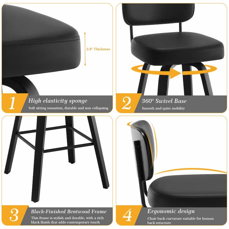 26"/29" Swivel Counter/Bar Stools with Black Bentwood Legs