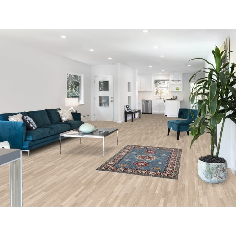 Blue Geometric Kazak Accent Rug Hand-Knotted Wool Carpet - 3'4" x 5'0"