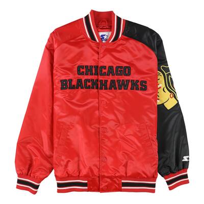 STARTER Mens Chicago Blackhawks Varsity Jacket,, Red, Large (Regular)