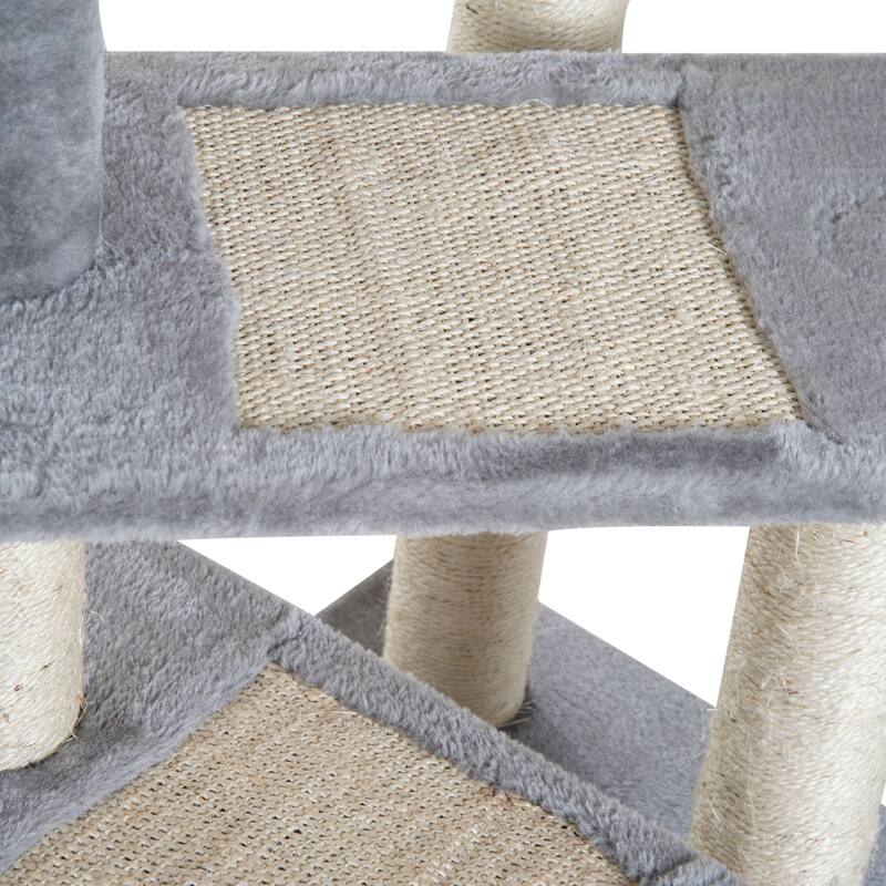 PawHut 40" 5-Level Revolving Stair Cat Tree Scratcher Climbing Activity Tower with Play Center and Resting Perch, Grey