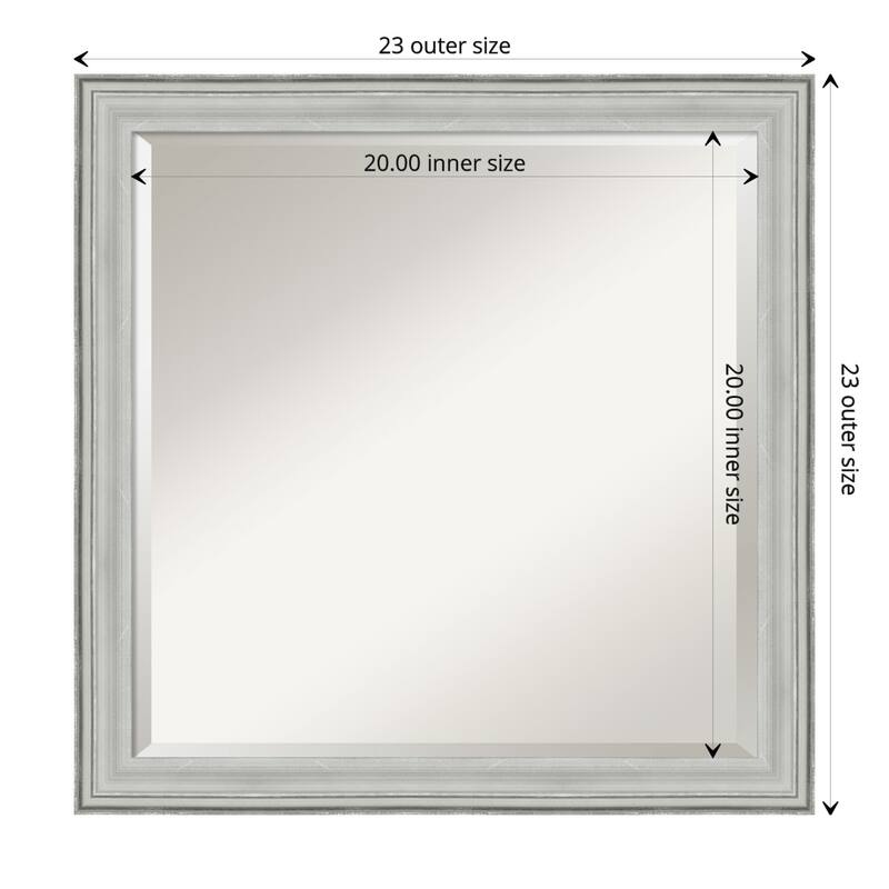 Beveled Wood Bathroom Wall Mirror - Bel Volto Silver Frame - Outer Size: 23 x 23 in